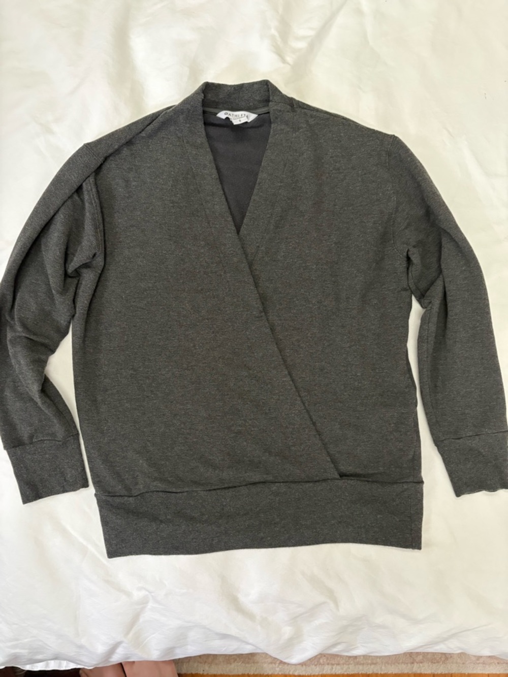 Athleta Heather Charcoal Wrap Pullover
